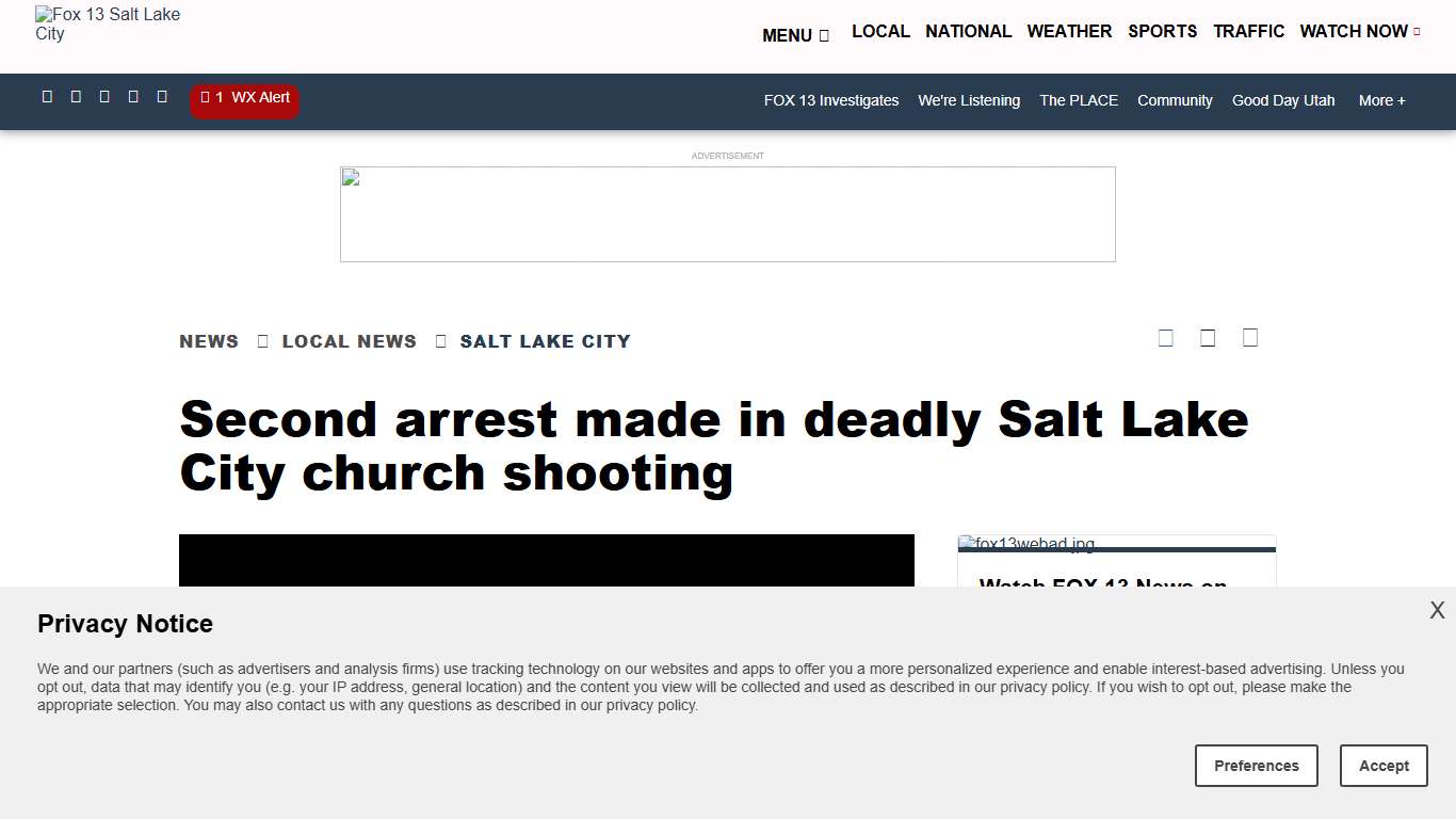 Second arrest made in deadly Salt Lake City church shooting
